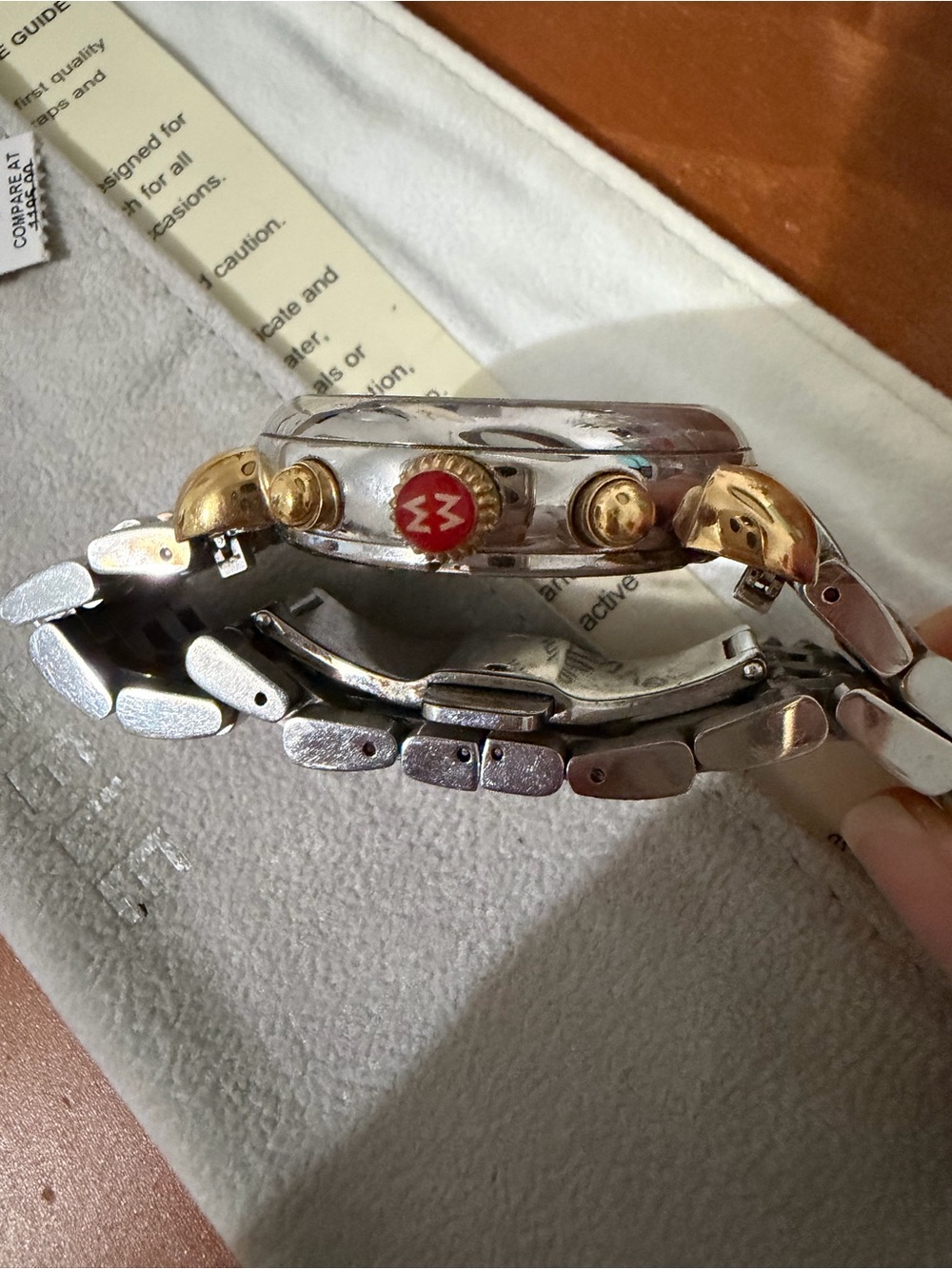 Michele Two-Tone Silver and Gold Chronograph Watch - Picture 7 of 7